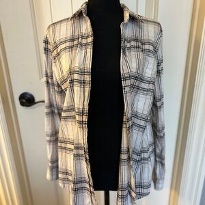 Weatherproof Black and Cream Plaid Button-Down Shirt